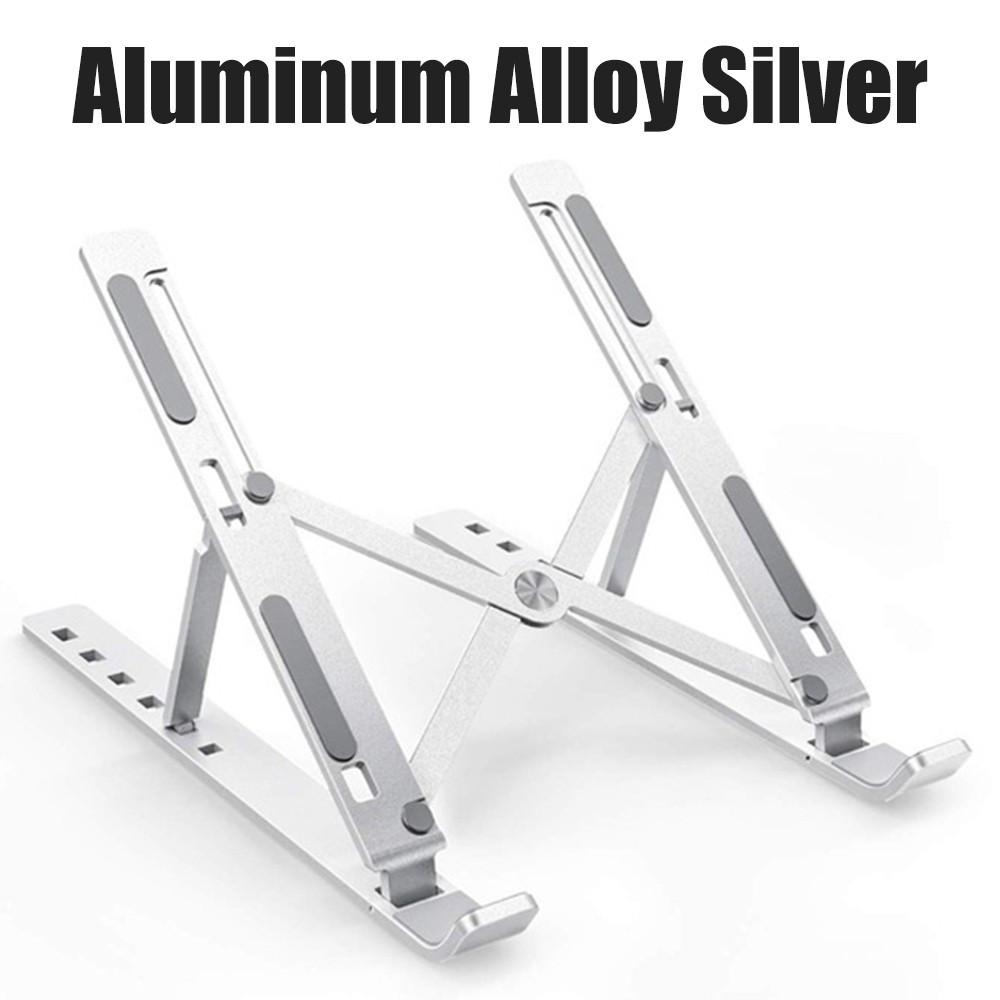 Multi-angle Adjustable Laptop Stand Holder,Aluminum Foldable Portable Ventilated Desktop Laptop Holder With Mobilephone Holder,Ergonomic Laptop Stand With Anti-Skid Design,for Laptops Up To 19,Silver 
