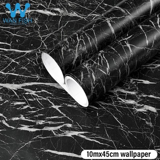 WANFISH Black Marble Waterproof  for Kitchen Bathroom wall paper adhesive wall decor wallpaper