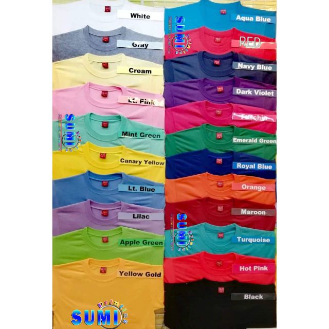 Yalex Polo Shirt Color Chart