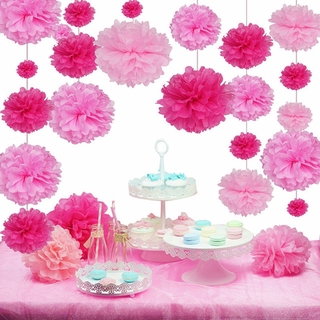 Paper Pompoms Wedding Decorative Paper Flowers Ball String Baby Shower Birthday Party Decoration Pom Poms