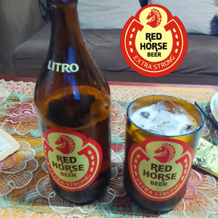 Red Horse San Miguel Beer Mucho 1 Liter Drinking Collection Glass