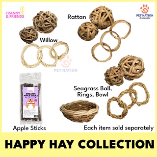 ✺☈Franny & Friends Hamster Toys Heat-Treated Apple Sticks Willow Balls Rattan Rabbit Bunny