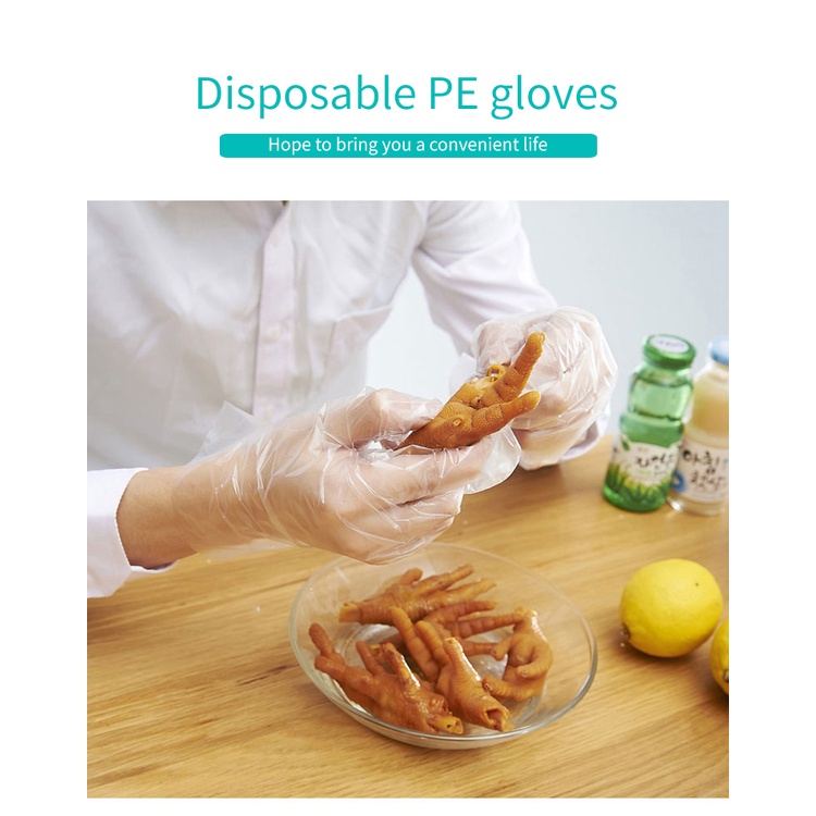 KCG 100 Pcs Disposable Plastic Gloves Food Handling Safety Gloves