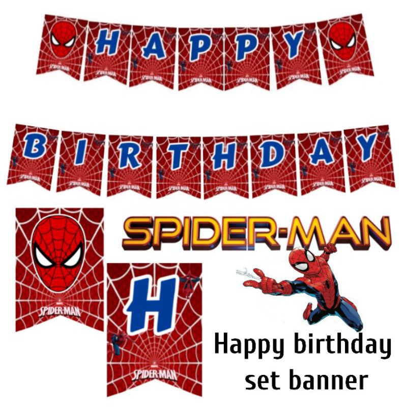 Spiderman happy birthday banner set | Shopee Philippines