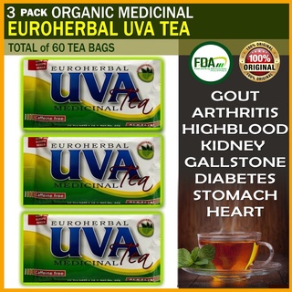 [SET OF 3 PACKS] Original Uva Tea  Organic Euroherbal Healing Wonder Miracle Medicinal Tea 20 Tea-ba #4