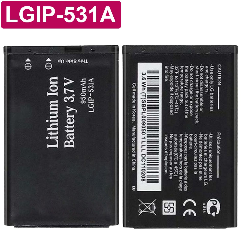 LG Batteria originale LGIP-531A per A100 A170 C360 EGO T500 GB100 GB106 GB125 