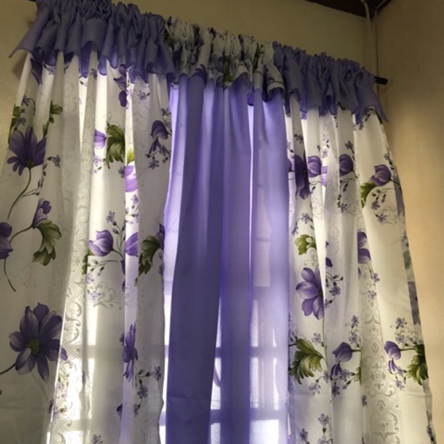 Purple flower printed curtain | Shopee Philippines