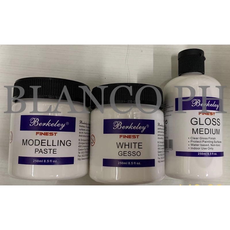 BERKELEY Finest White Gesso or Acrylic Gloss Medium or Modeling Paste