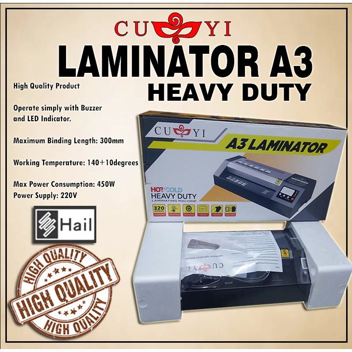 CUYI A3 laminator Heavy Duty Laminating Machine Shopee Philippines