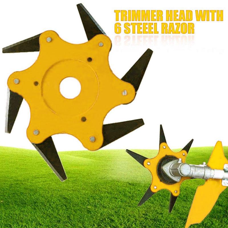 outdoor trimmer head 6 steel blades razors 65mn lawn mower grass weed eater brush cutter tool