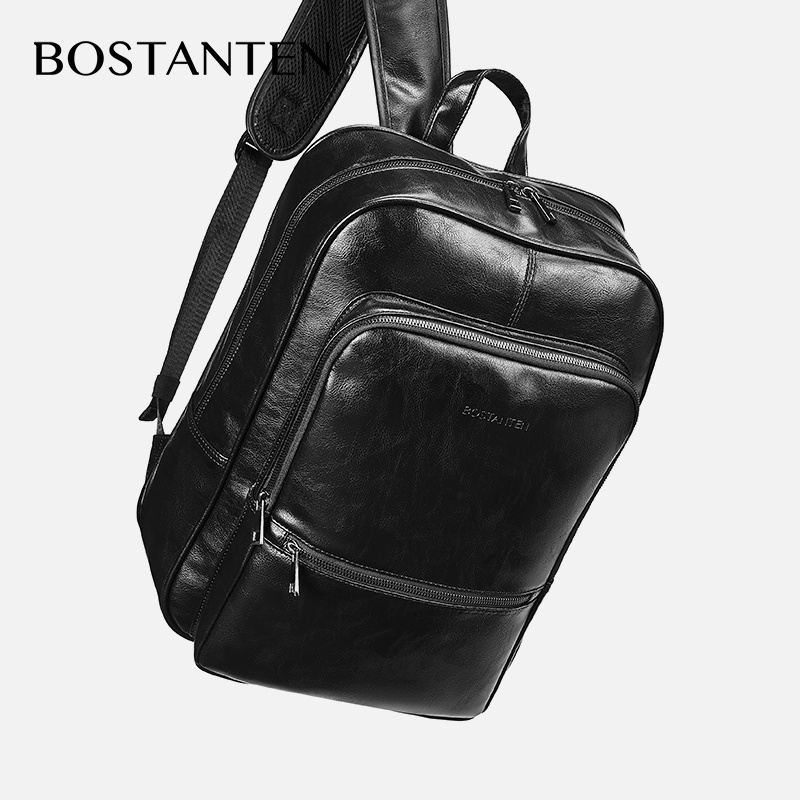 BOSTANTEN PU Leather Backpack Men Waterproof Laptop Bag Shopee