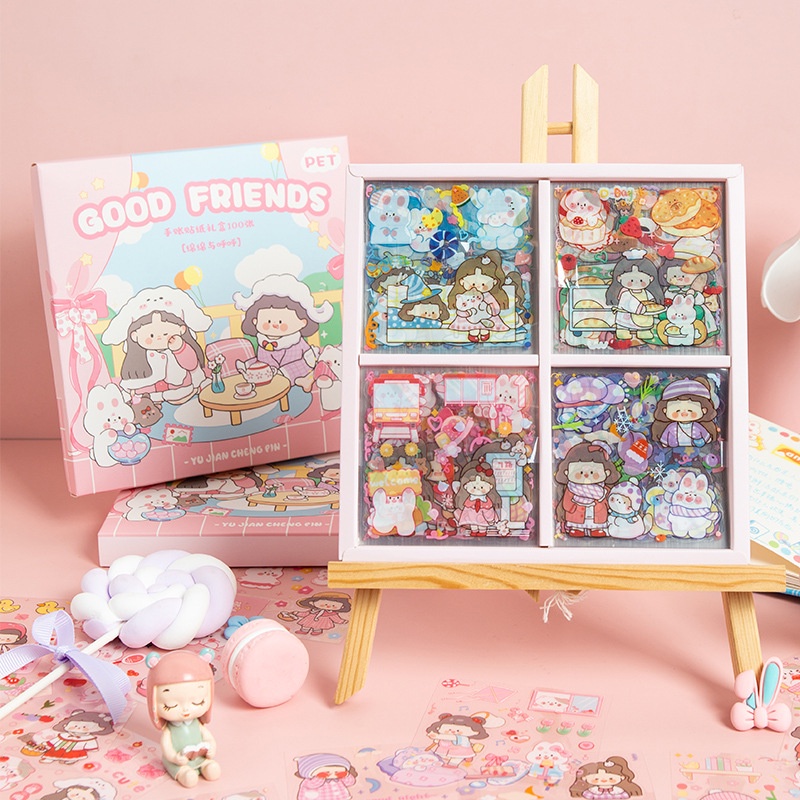 schoolhaul good friends sticker box 100 sheets of stickers Shopee
