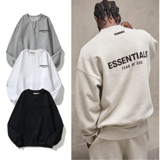 High Street Fear Of for Men S Double Line ESSENTIALS Flocking Loose Casual Street Long Sleeve Round Neck Pullover Sweater
