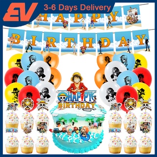 One Piece Birthday Party Decorations Cake Topper Balloons Banner Japanese Anime Party Set Shopee Philippines