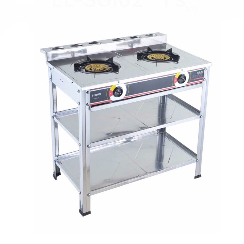 Stainless Steel Double Burner Gas Stove with Stand | Shopee Philippines