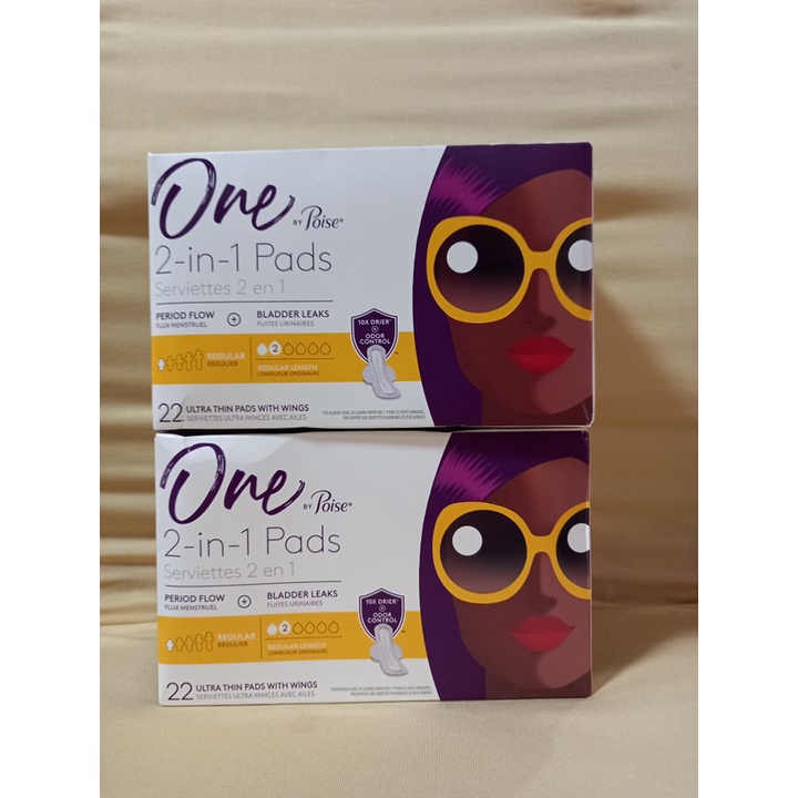 One by Poise Feminine Pads with Wings, 2in1 Period & Bladder Leakage