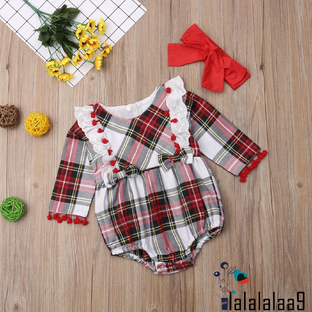 baby girl plaid romper