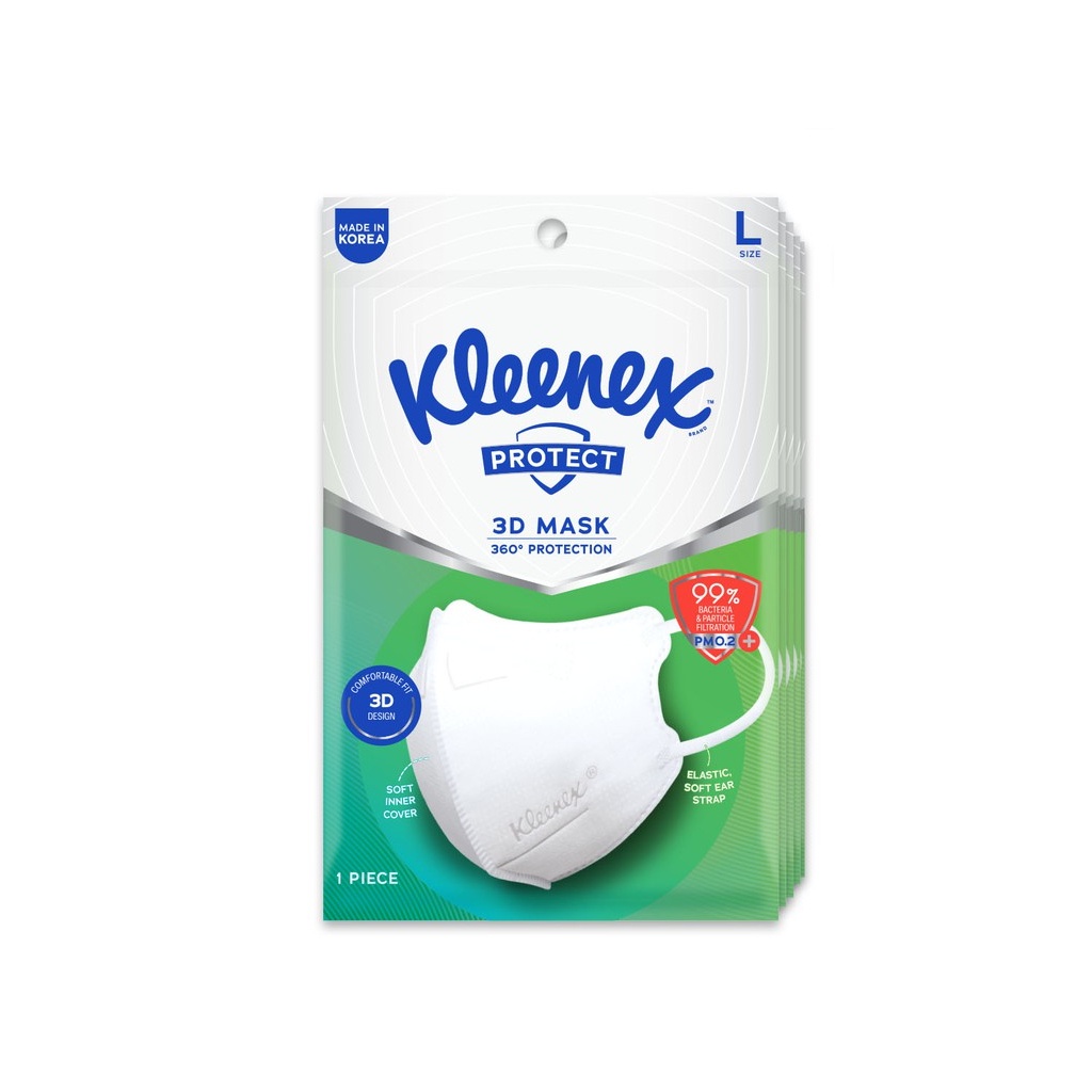 Kleenex Protect 3D Face Mask KF94 (Large) x 5 packs (5 masks) Shopee