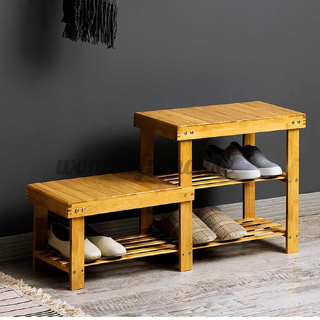 3 Tier Bamboo Shoe Rack Bench Storage Seat Organizer Shelf Entryway Hallway Home Shopee Philippines