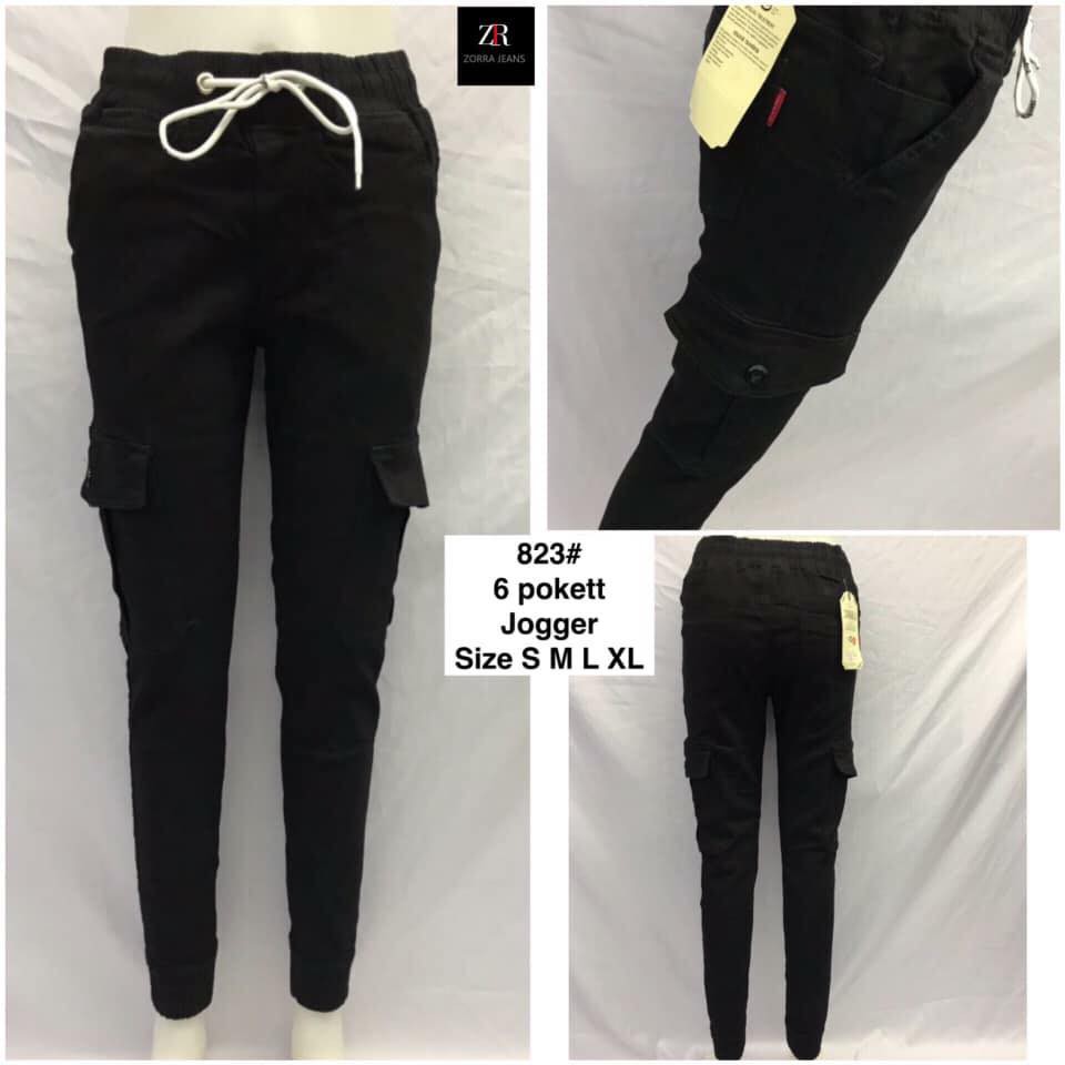 6 pocket pants black
