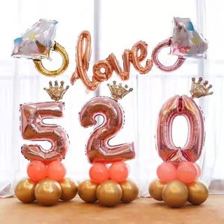 26 inches Wedding love theme 3D Blink Diamond Ring Gold and Rose Gold modeling aluminum foil balloon #9