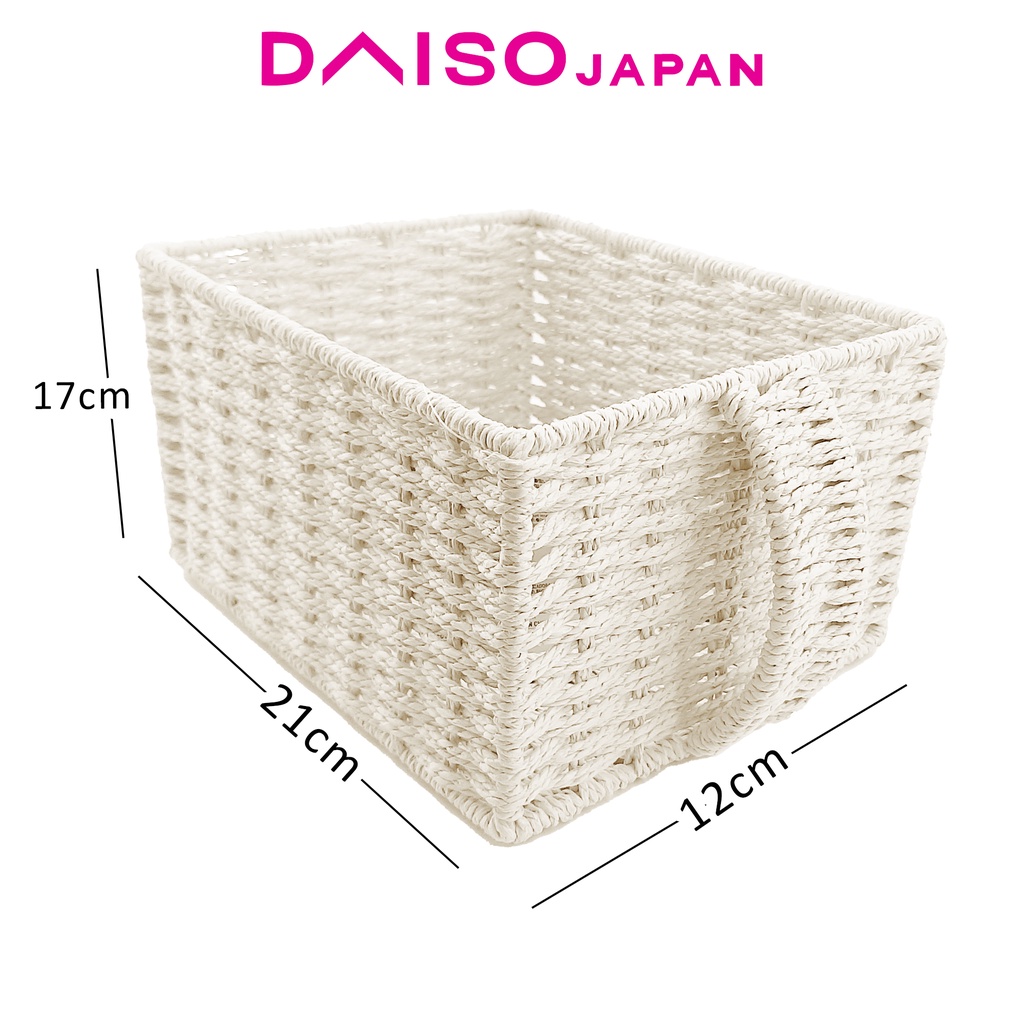 Daiso White Small Woven Paper Storage Basket | Shopee Philippines