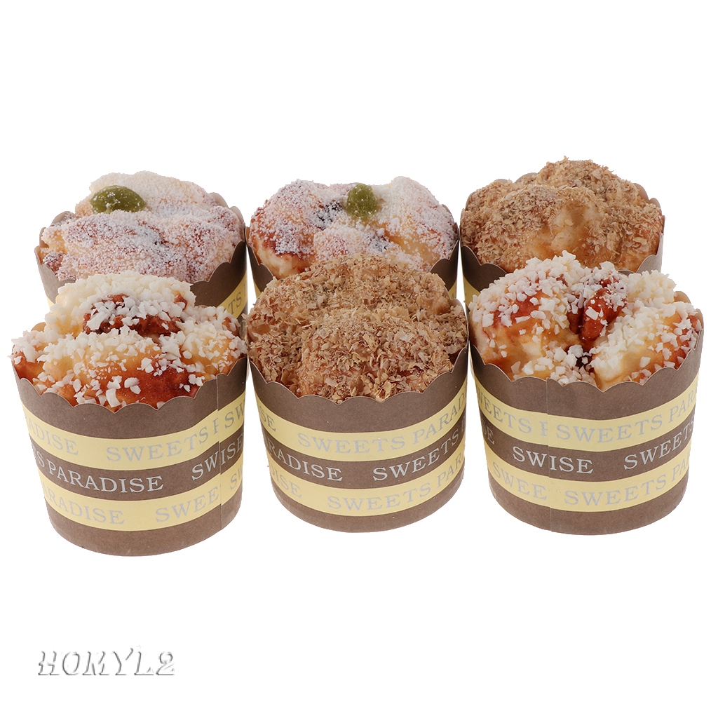 6pcs/Lot Artificial Mixed Sprinkle Cake Realistic Food Faux Cupcake Dessert 