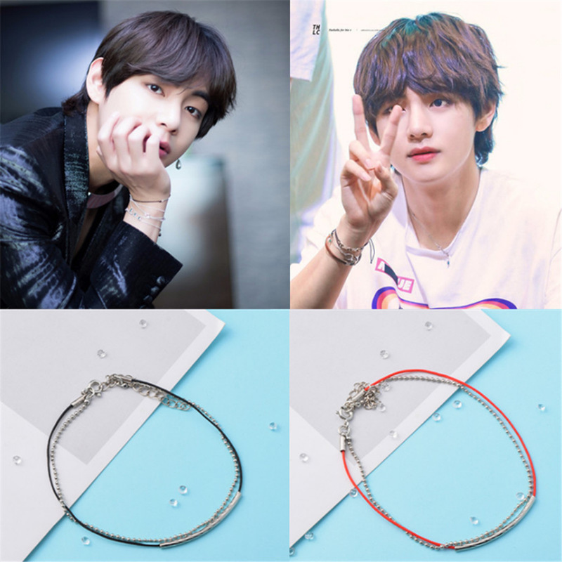 Kpop BTS Bracelet , V Kim Tae Hyung the Same Bracelet, Red
