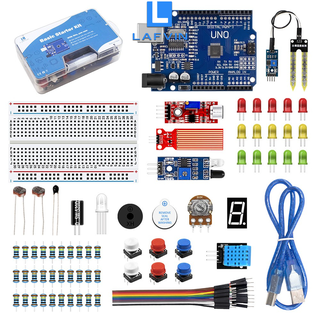 【Ready Stock】 LAFVIN Basic Starter Kit Compatible with Arduino UNO R3 with Tutorial, Code, Breadboard, Jumper Wire, LED Diodes, Obstacle Avoidance Module Arduino Uno Rev 3 Arduino Uno Kit Complete Arduino Kit Complete