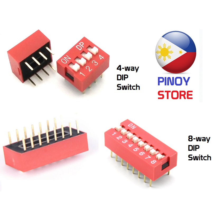 10/50PCS NEW Red/Blue 2.54mm Pitch 8-Bit 8 Positions Ways Slide Type DIP Switch 