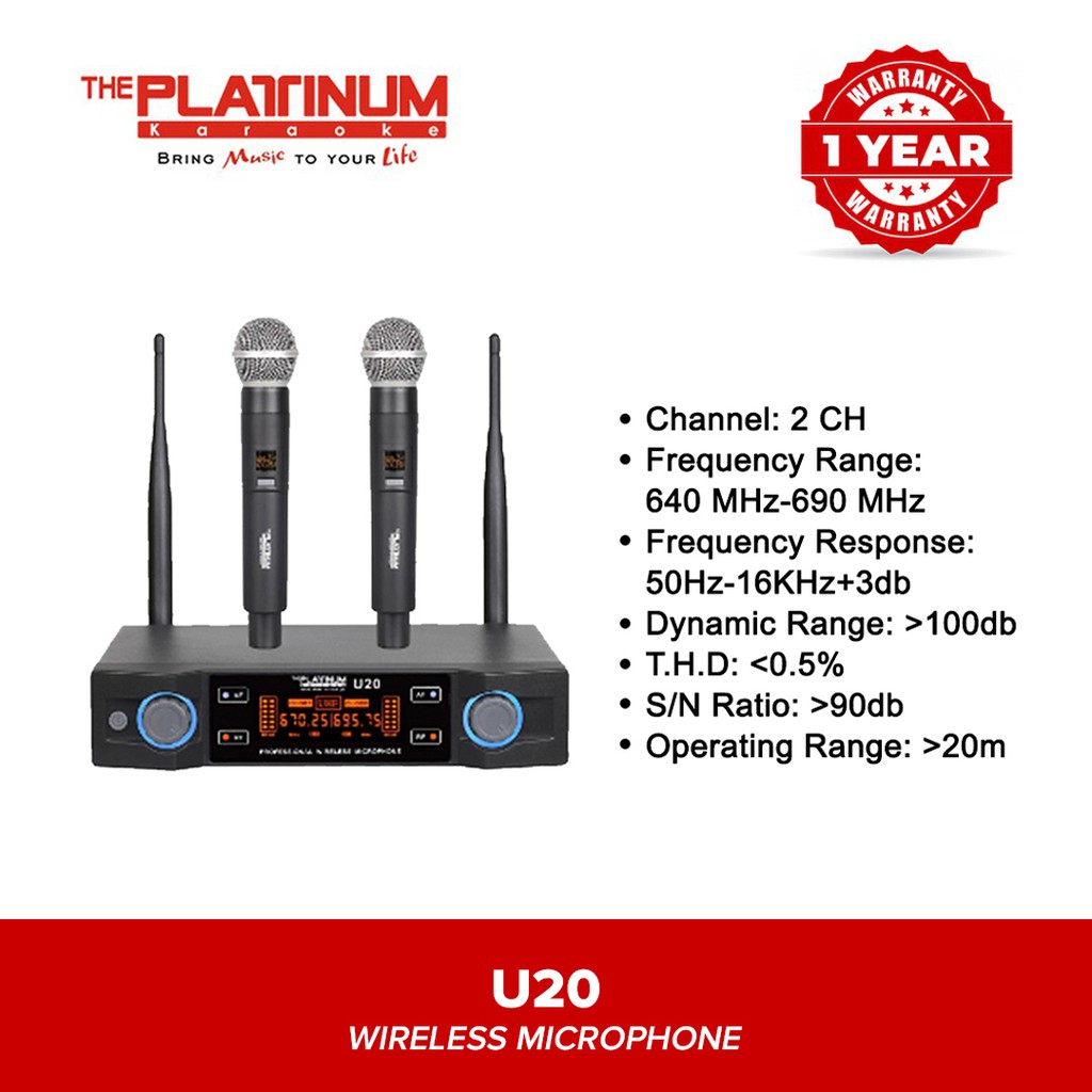 The Platinum U20 PTW 400U Wireless Microphone Presyo 3 935