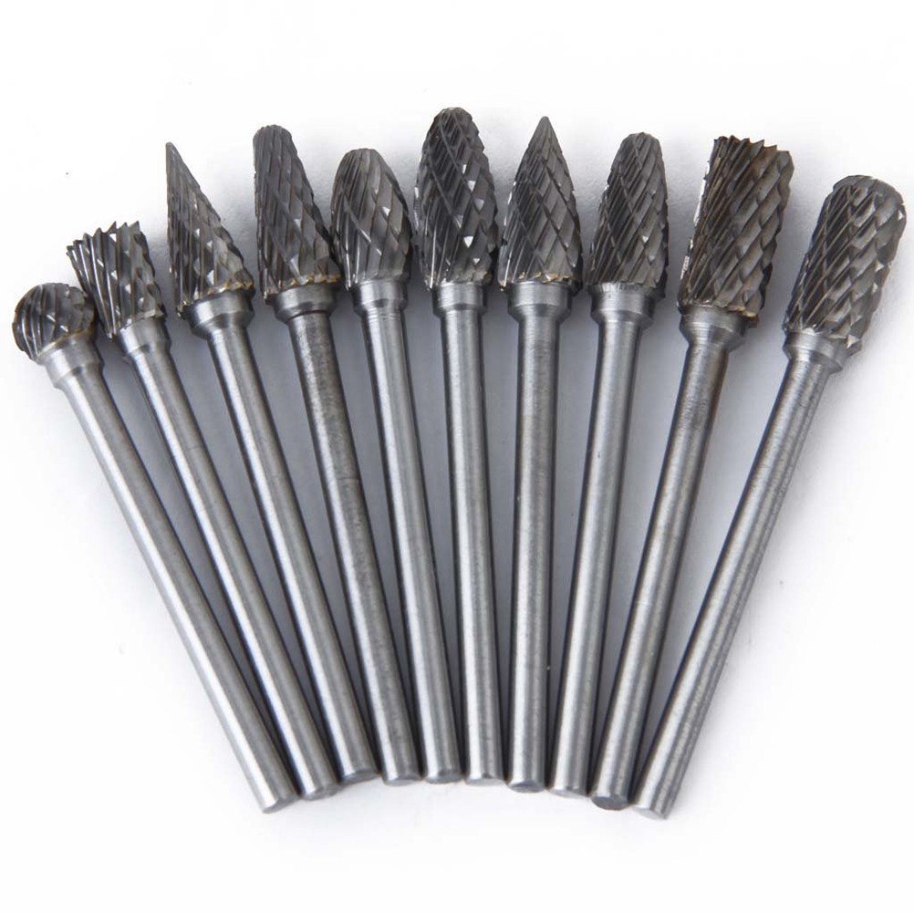 10pcs 6mm Tungsten Steel Carbide Rotary Burr Heads Burr Set Head Die