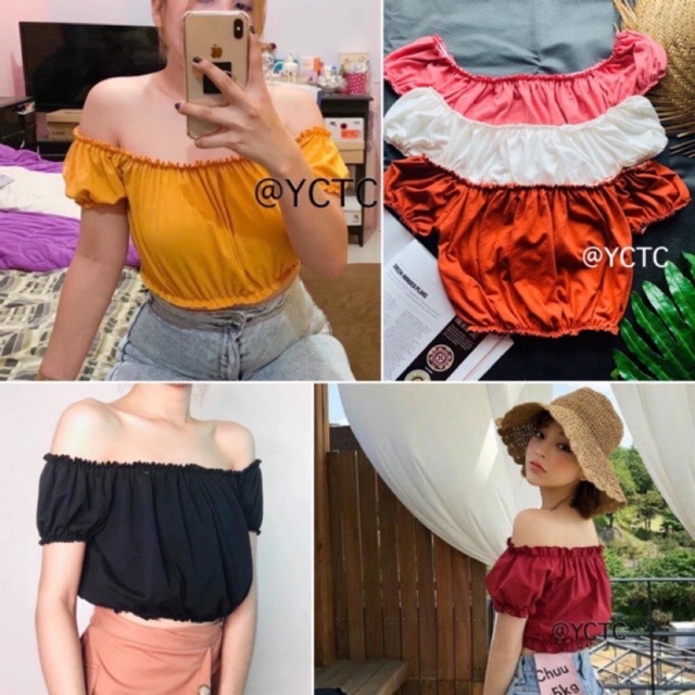 MELODY Off Shoulder crop top 11009# | Shopee Philippines