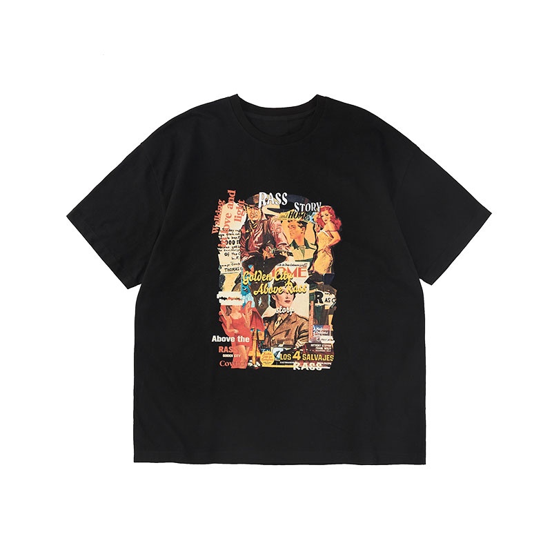 t shirt for men American portrait vintage print oversized back and white cotton plus size 3xl top
