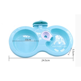 ►∋۞[Fat Fat Cute Dog]Dog Cat 2 in 1 Hanging Feeder Pet Cage Water Food Bowl