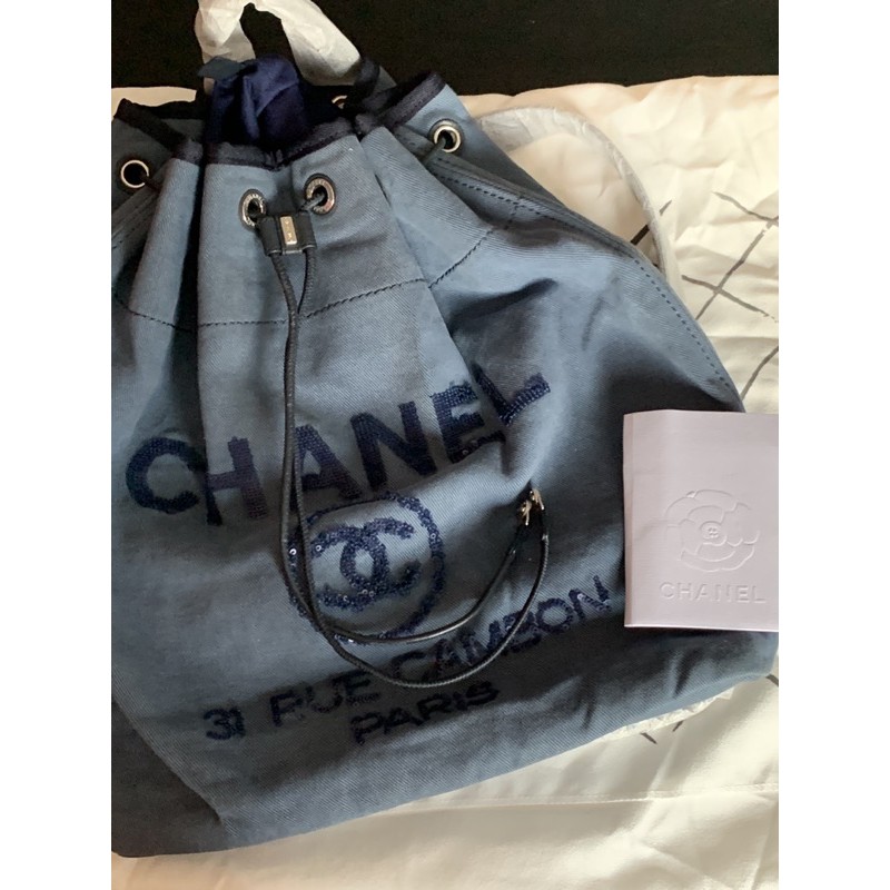 Spring 2017 Collection Blue canvas Chanel Deauville backpack | Shopee  Philippines