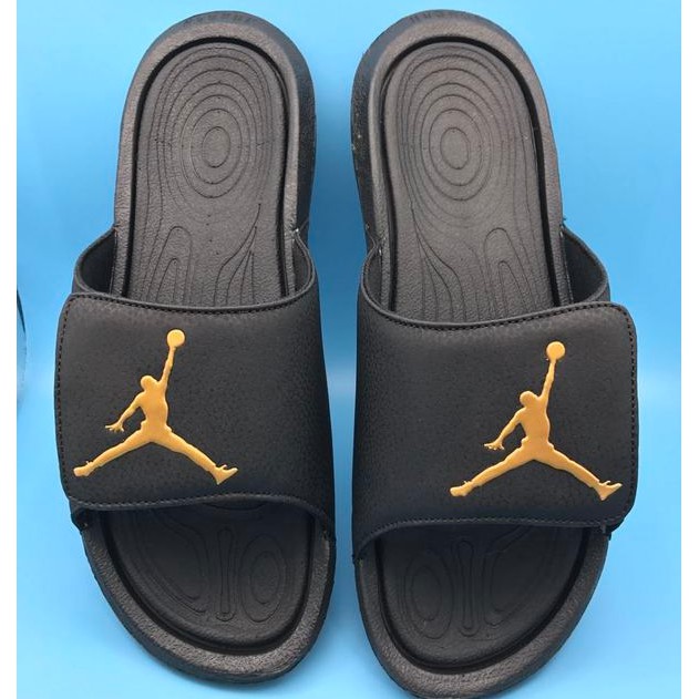 jordan slippers black and gold