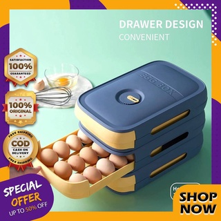 Best Promo Original Drawer Type Egg Storage Box 3 Layers 18 to 20 Grid Stackable Kitchen