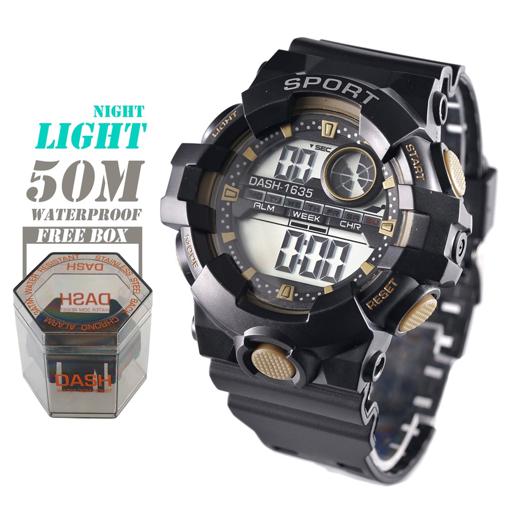 waterproof watch with light