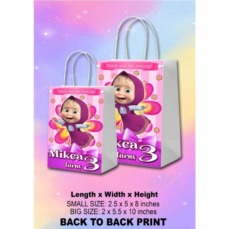 masha and bear customized lootbags/paperbags (10pcs) | Shopee Philippines