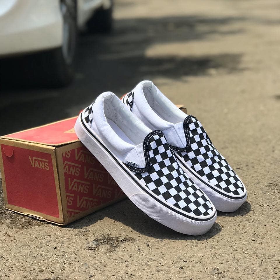 Vans Checker Board Shoes Slip On Chess Box Motif Black White Black White  Sneakers Gift Gift | Shopee Philippines