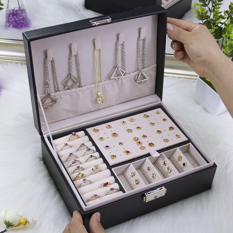 Earring Miss Yu Travel Jewellery Organiser Jewelry Box PU Leather Jewellery Case for Rings Necklace Deep Blue Bracelet