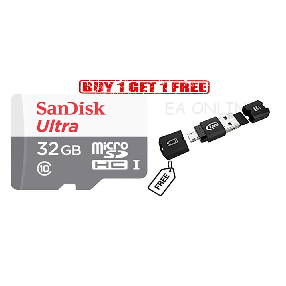 Sandisk Micro Sd Card 32gb 80mbps Free Team M141 Otg Micro Card Reader Shopee Philippines