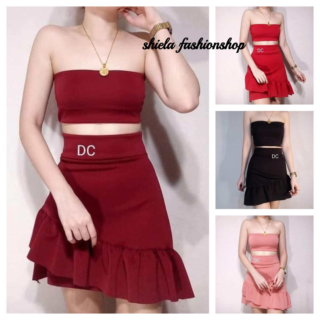 Dc Messy Tube Top And Skirt Shopee Philippines