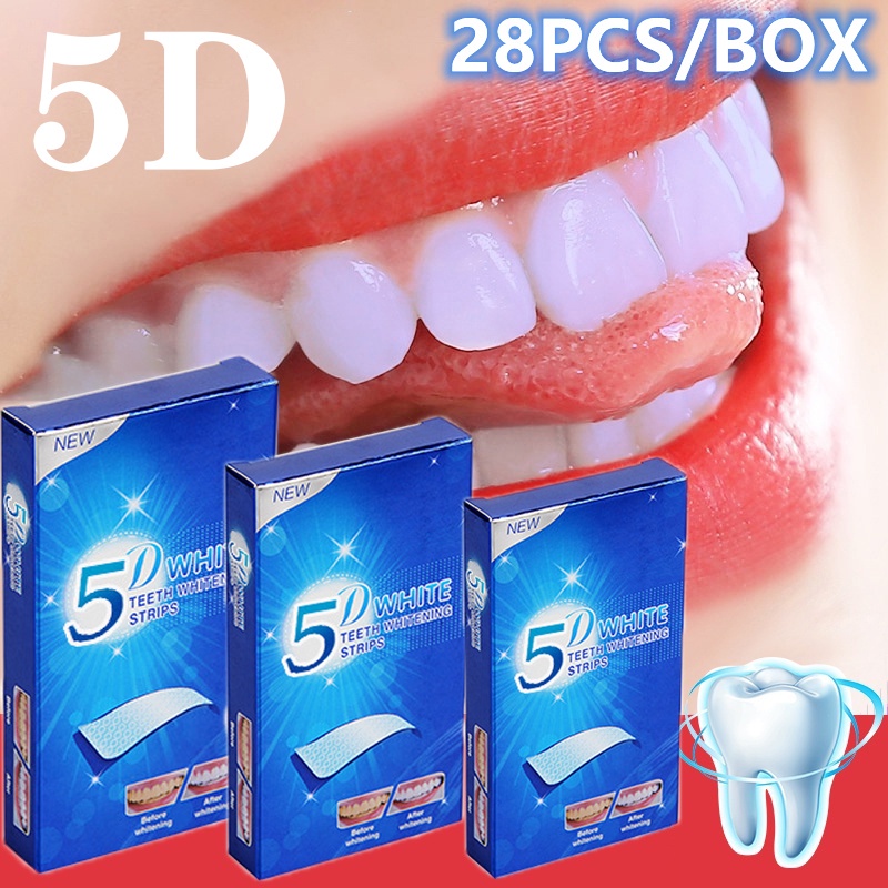 Upgraded (14PCs) 5D white gel teeth whitening strips oral dental care