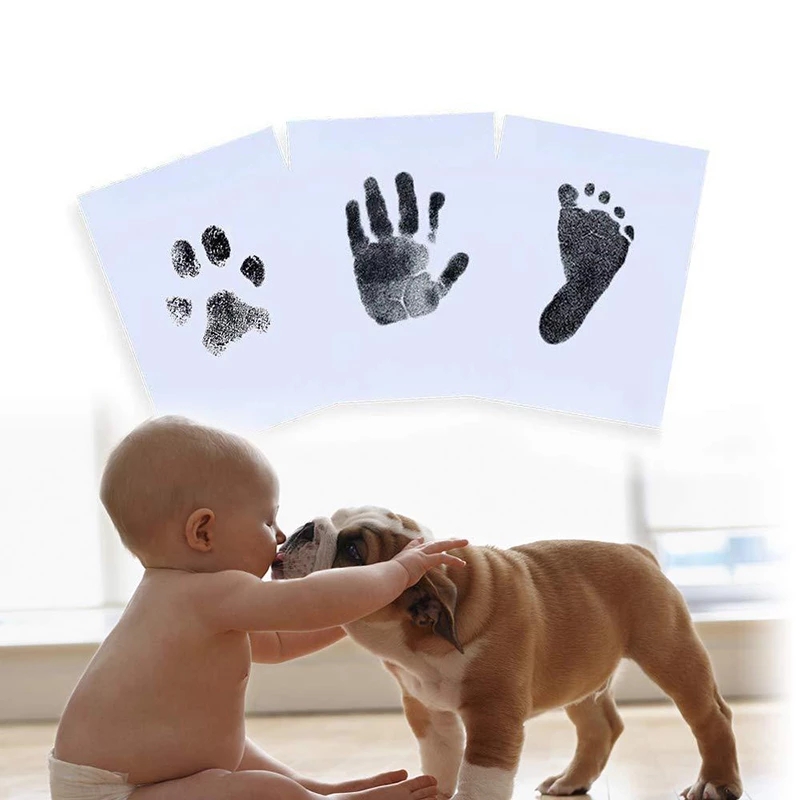 Safe Non-toxic Baby Footprints Handprint No Touch Skin Inkless Ink Pads Kits for 0-6 Months Newborn Pet Dog Prints Souvenir #4