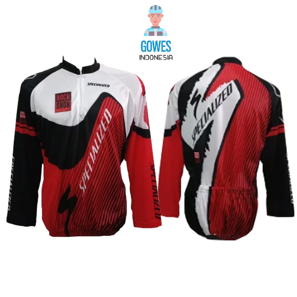 Specialized Red And White Road Bike Jersey Long Sleeve Shirtless Xc Mtb