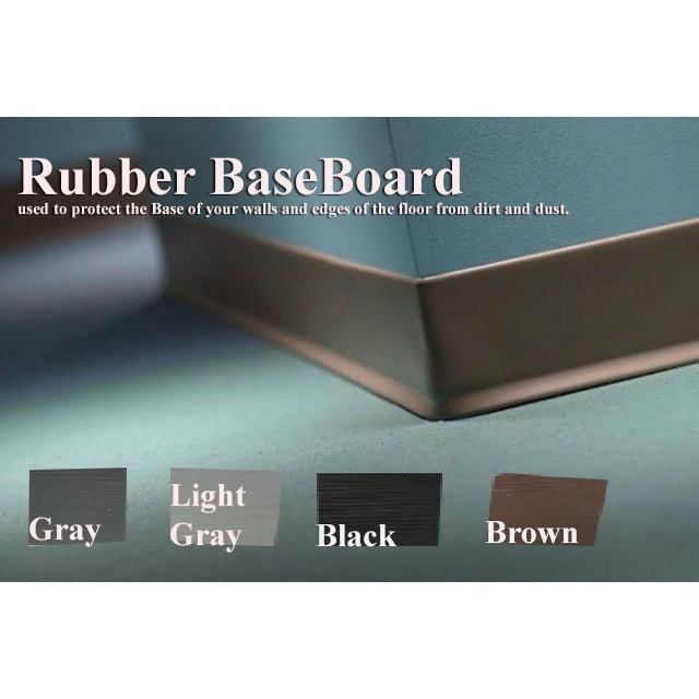 UNICA Rubber Baseboard 4 width x 6meters x1.5mm NEED ADHESIVE TO APPLY