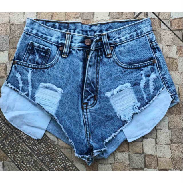 acid wash high waisted shorts