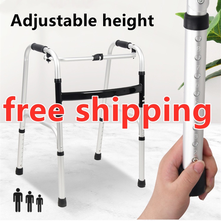 Elderly Stainless Steel Folding Torque Walker Crutches Four-corner